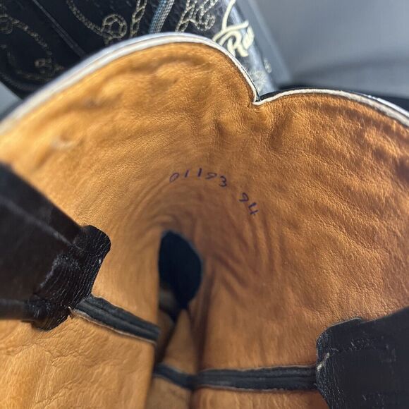 Rancho Mens Black Leather Western Boots Size US 8 EE Made In Mexico CM 27 EE - Picture 11 of 15